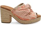 Toms Orange Cabana Stripe With Knot Women's Junie Wedged Sandals