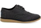Toms Black Washed Canvas Mens Brogue Dress Lace