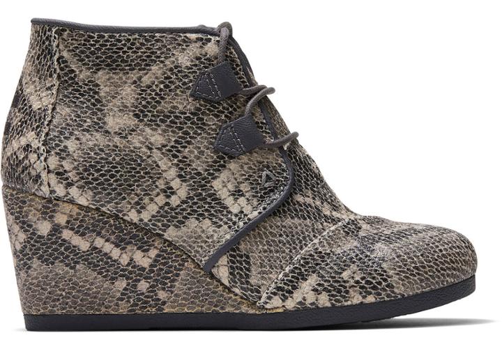 Toms Black Multi Faux Snake Women's Kala Booties
