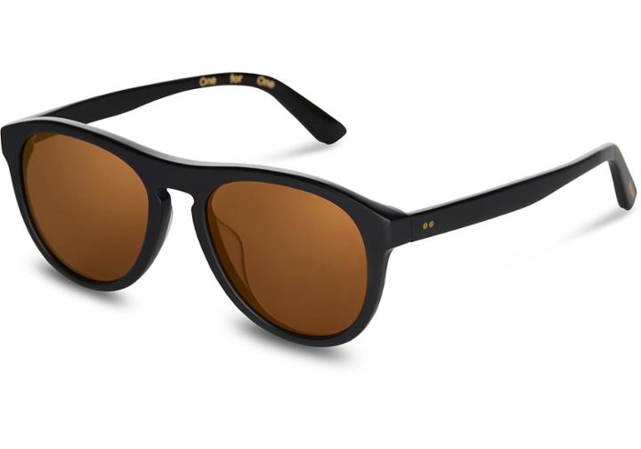 Toms Toms Declan Matte Black Gold Mirror Sunglasses With Gold Mirror Lens