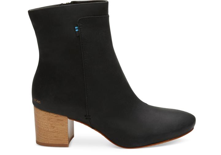 Toms Black Leather Women's Evie Booties