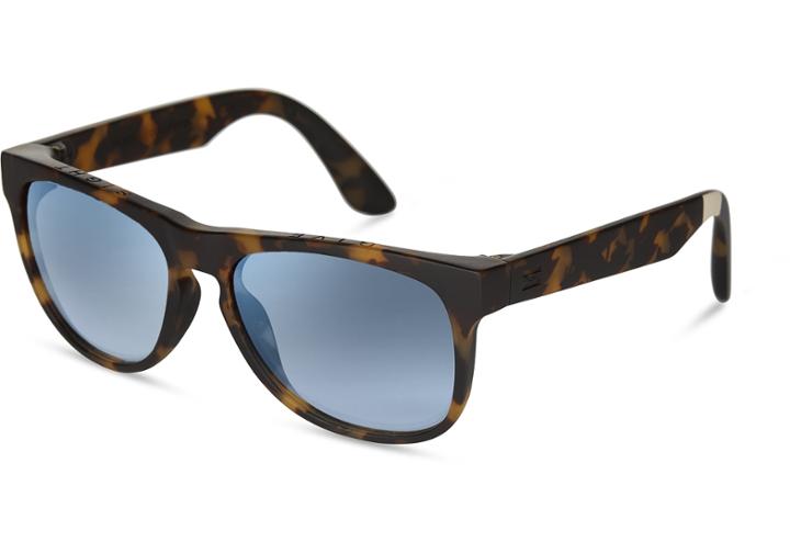 Toms Toms Manu Matte Blonde Tortoise Sunglasses With Deep Blue Mirror Lens