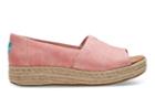 Toms Toms Coral Washed Twill Women's Open Toe Platform Espadrilles Shoes - Size 8.5