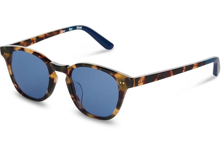Toms Toms Wyatt Blonde Tortoise Sunglasses With Midnight Blue Lens