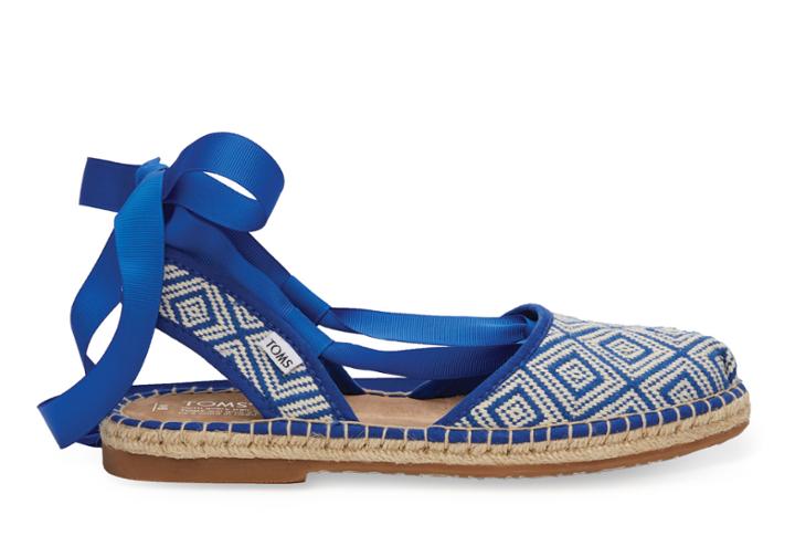 Toms Toms Blue Woven Diamond Women's Bella Espadrille Shoes - Size 8