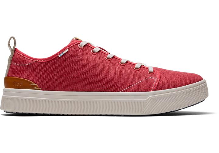 Toms Red Canvas Mens Trvl Lite Low Sneakers