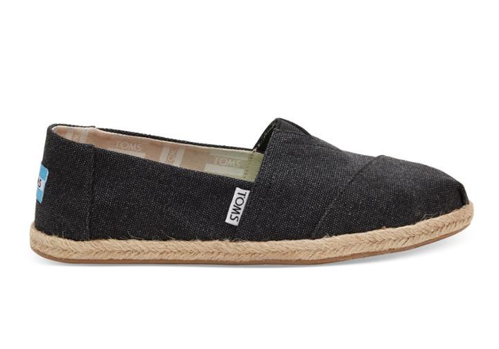 Toms Black Washed Canvas Women's Espadrilles