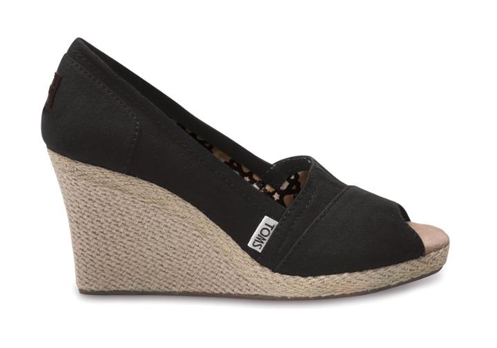 Toms Toms Black Canvas Women's Wedges - Size 5