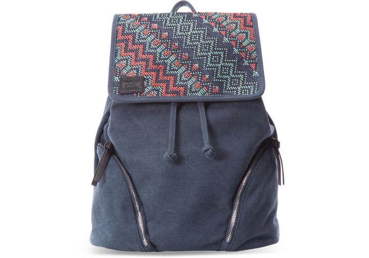 Toms Indigo Patterned Raffia Sojourn Backpack