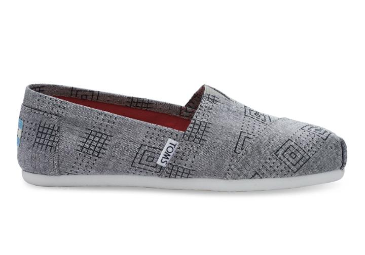 Toms Grey Canvas Embroidered Women's Classics
