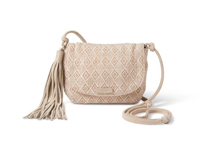Toms Natural Woven Mix Tassel Venice Crossbody Bag