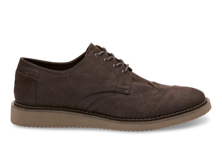 Toms Toms Chocolate Brown Aviator Twill Men's Brogues Shoes - Size 7.5
