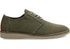 Toms Tarmac Olive Washed Canvas Stitch Out Mens Dress Shoes