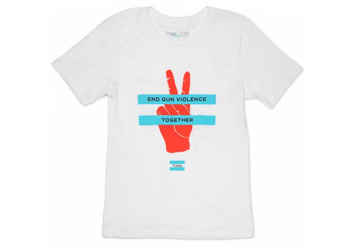 Toms End Gun Violence Together White Short Sleeve Crew Tee