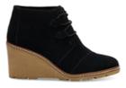 Toms Toms Black Suede With Faux Crepe Women's Desert Wedge Booties - Size 8.5