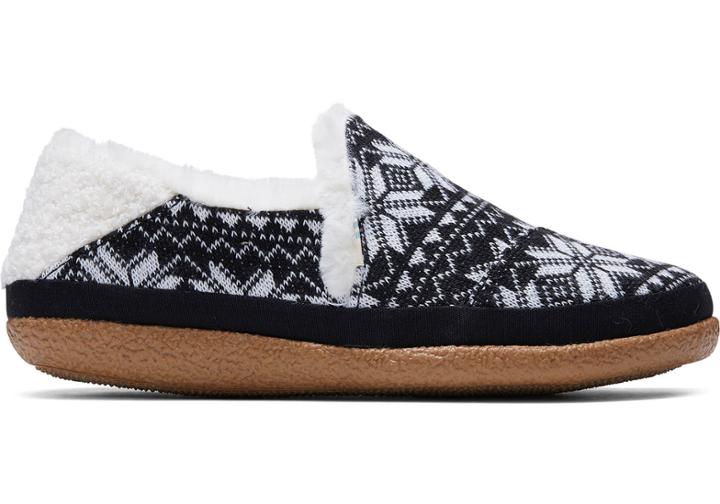 Toms Black Fair Isle Knit Women's India Slippers