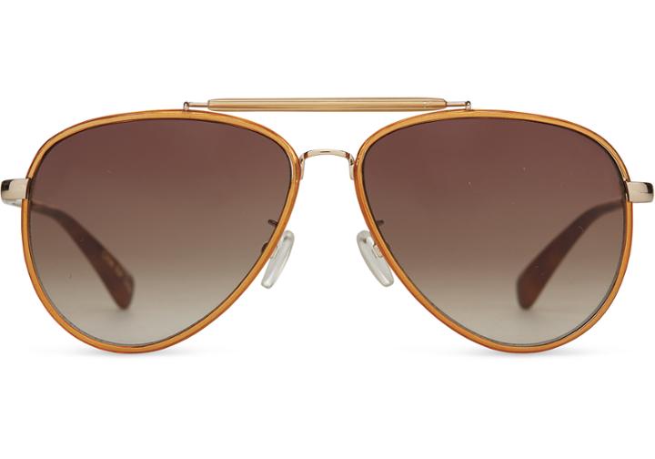 Toms Toms Maverick 401 Sand Crystal Shiny Gold Sunglasses With Brown Gradient Lens