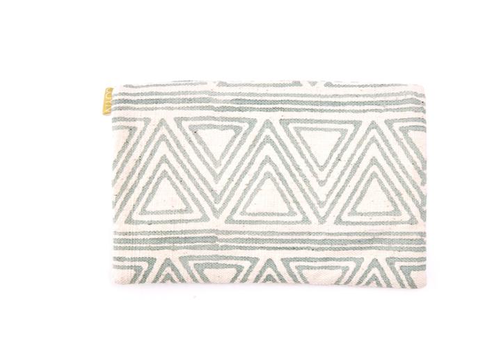 Toms Beaded Sage Triangle Foldover Clutch