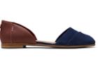 Toms Navy Penny Brown Suede And Leather Women's Jutti D'orsay Flats