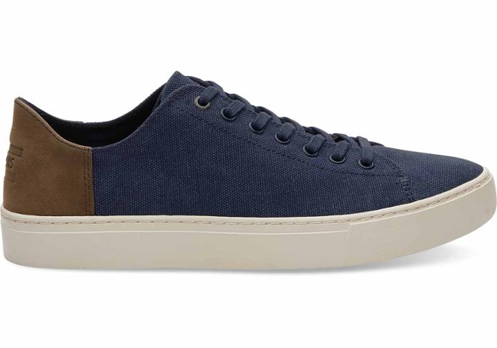 Toms Toms Navy Washed Canvas Men's Lenox Sneakers Shoes - Size 9.5