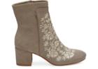 Toms Desert Taupe Embroidered Heritage Canvas Women's Evie Booties