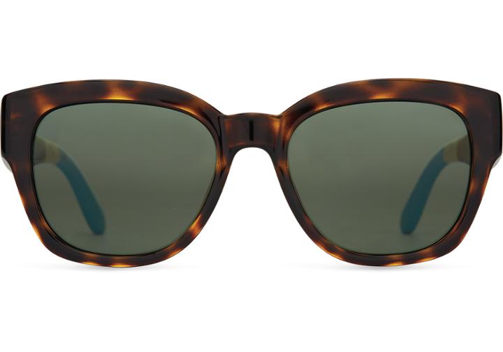 Toms Toms Audrina Tortoise Sunglasses With Green Grey Lens