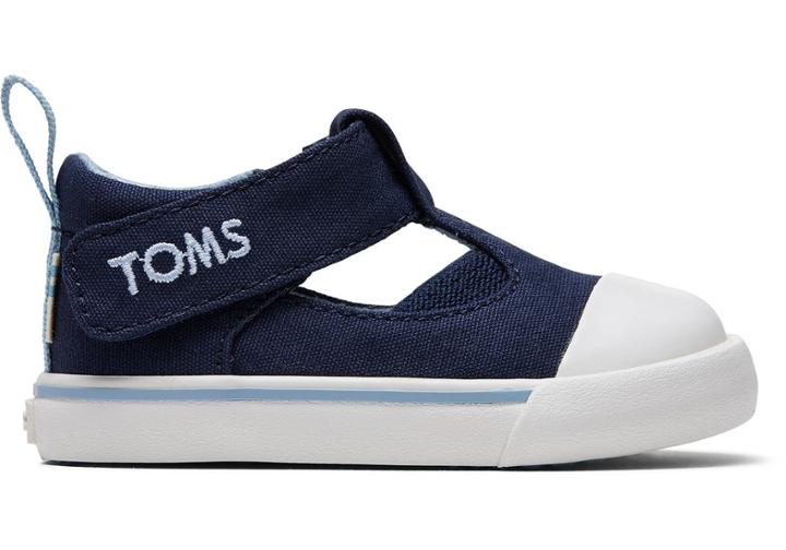 Toms Navy Canvas Early Walker Joon Flats