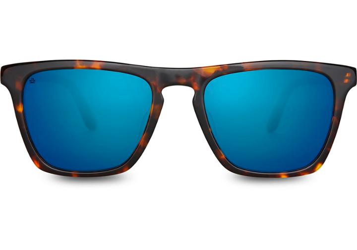 Toms Toms Dawson Whiskey Tortoise Discoverist Sunglasses With Deep Blue Mirror Lens