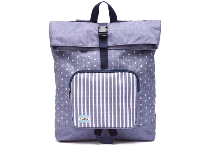 Toms Chambray Diamond Stripe Printed Standup Backpack