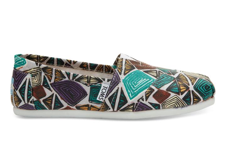 Toms White Multi Canvas Printed Abstract Women's Classics