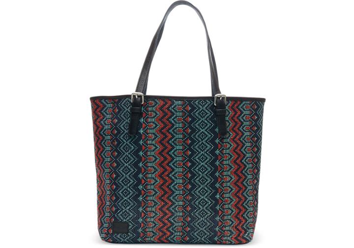 Toms Indigo Patterned Raffia Vacationer Tote Bag