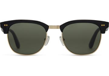 Toms Toms Gavin Shiny Black Polarized Sunglasses With Green Grey Lens