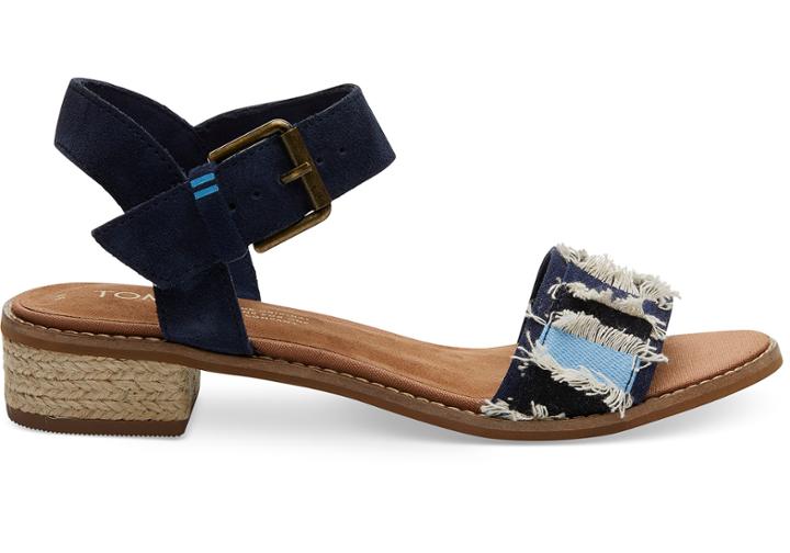 Toms Navy Suede Coupe Denim Women's Camilia Sandals