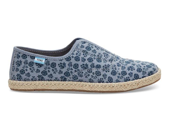 Toms Toms Navy Ditsy Floral Women's Palmera Espadrilles Shoes - Size 5