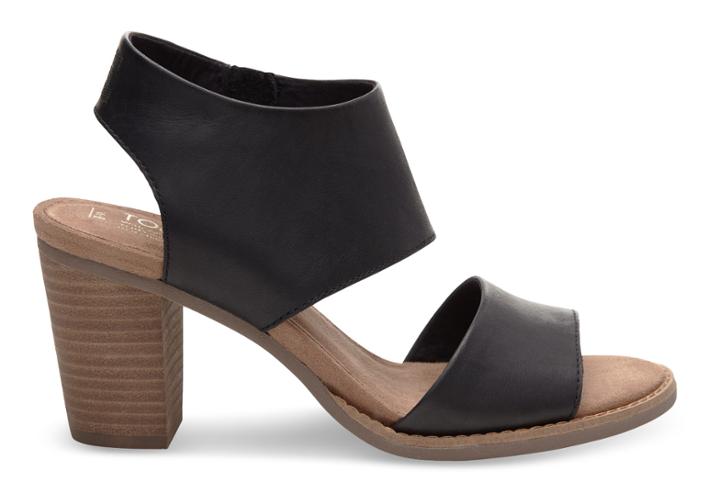 Toms Toms Black Leather Women's Majorca Cutout Sandals - Size 9