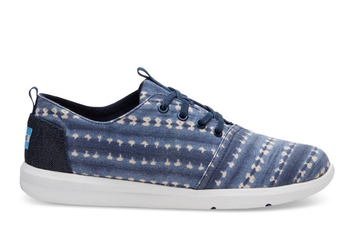 Toms Toms Navy Batik Stripe Men's Del Rey Sneakers Shoes - Size 11.5