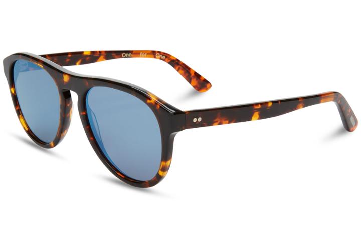 Toms Toms Declan Whiskey Tortoise Sunglasses With Black Diamond Mirror Lens