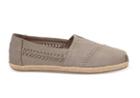 Toms Toms Drizzle Grey Leather With Woven Panel Women's Espadrilles Shoes - Size 6
