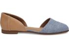 Toms Honey Leather Blue Chambray Women's Jutti D'orsay Flats