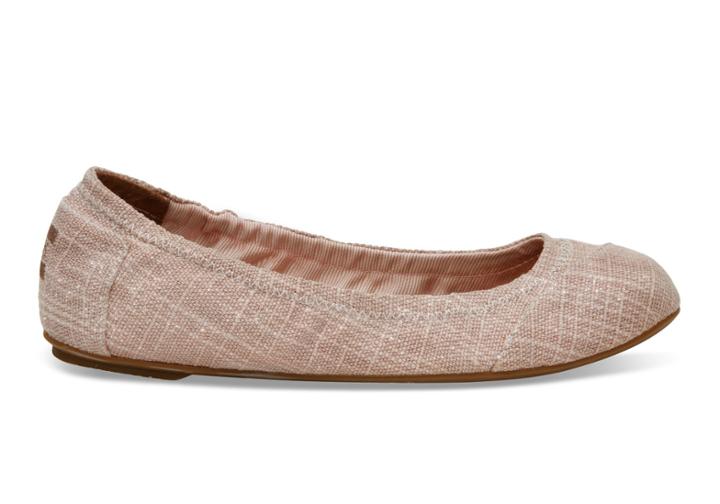 Toms Toms Pink Metallic Burlap Women's Ballet Flats Shoes - Size 5.5