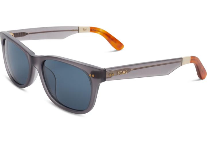 Toms Toms Beachmaster 301 Matte Slate Grey Sunglasses With Indigo Blue Lens