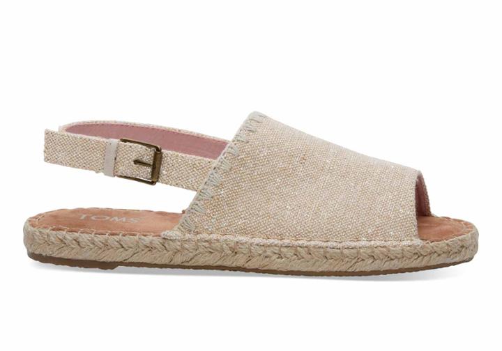 Toms Toms Natural Metallic Linen Women's Clara Espadrilles Shoes - Size 7.5
