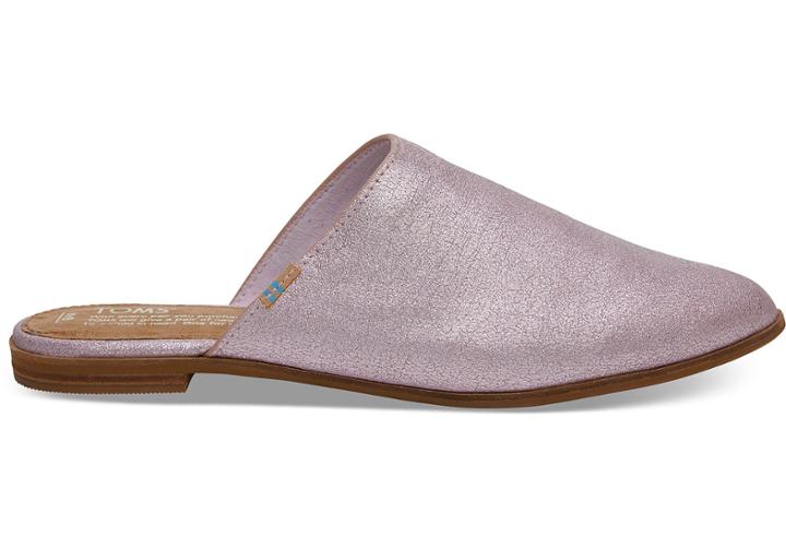 Toms Lavender Metallic Leather Women's Jutti Mules