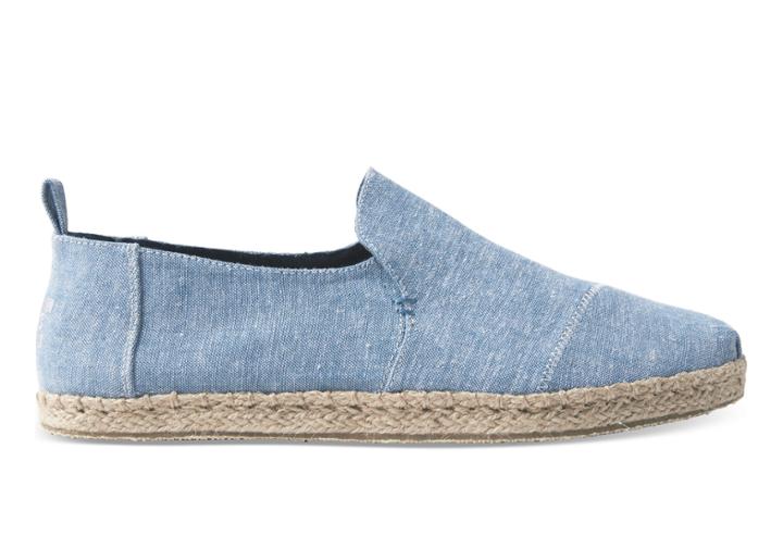Toms Toms Blue Slub Chambray Men's Deconstructed Alpargatas Shoes - Size 10