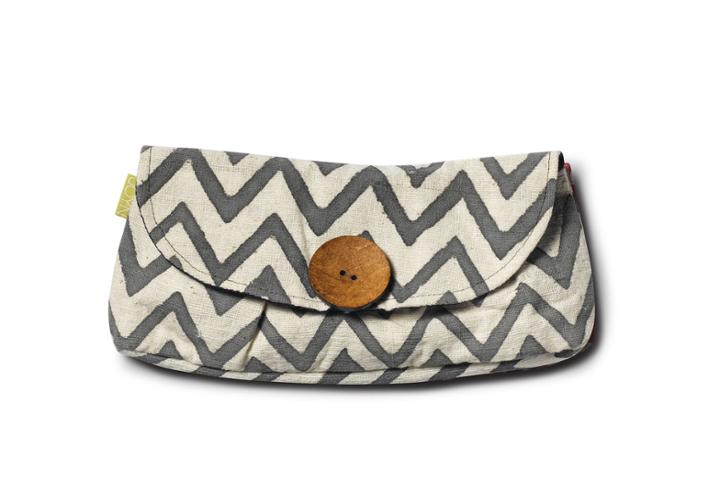 Toms Chevron Button Clutch
