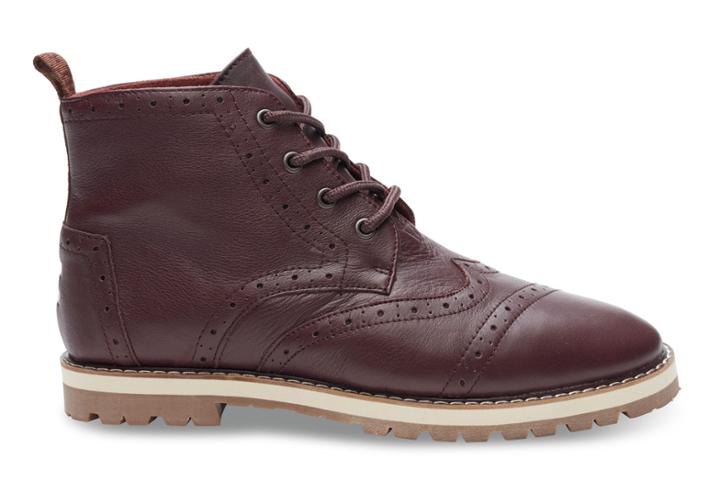 Toms Dark Brown Full Grain Leather Men's Brogue Boots