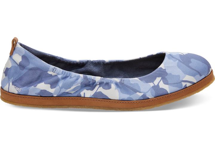 Toms Infinity Blue Leaf Sateen Women's Olivia Flats