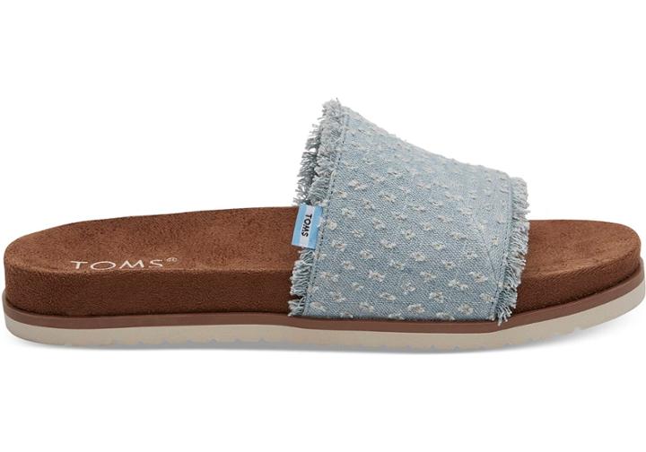Toms Toms Seaglass Torn Denim Women's Paradise Slides Shoes - Size 10