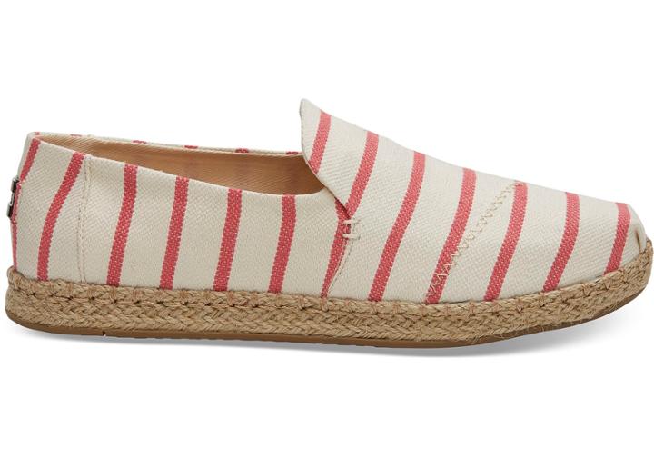 Toms Toms Spiced Coral Stripe Women's Deconstructed Alpargatas Shoes - Size 12