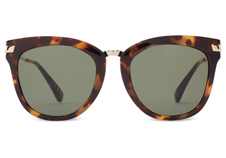 Toms Toms Adeline Blonde Tortoise Polarized Sunglasses With Green Grey Lens